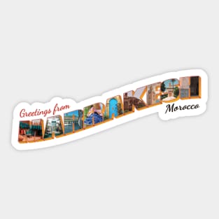 Greetings from Marrakesh in Morocco Vintage style retro souvenir Sticker
